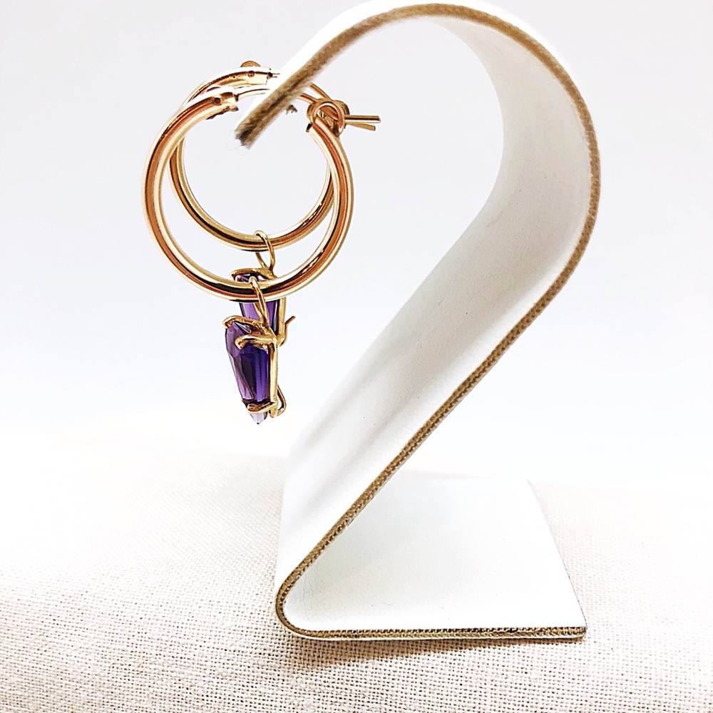 Triangular Amethyst 14k Earring Charms Custom Made - image 3